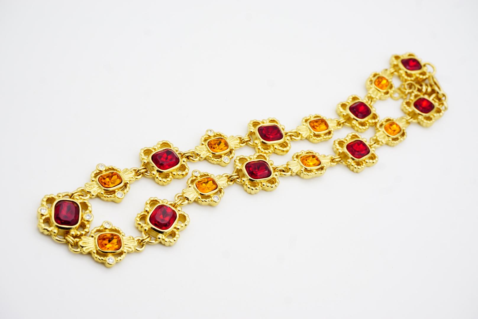 Christian Dior Collana ovale ovale di rubino, citrino e topazio con fiori traforati in vendita 6