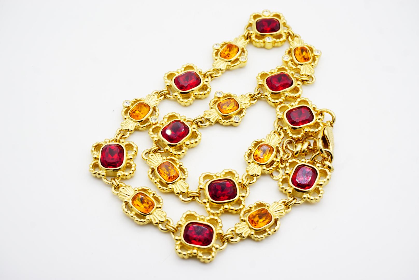 Christian Dior Collana ovale ovale di rubino, citrino e topazio con fiori traforati in vendita 7