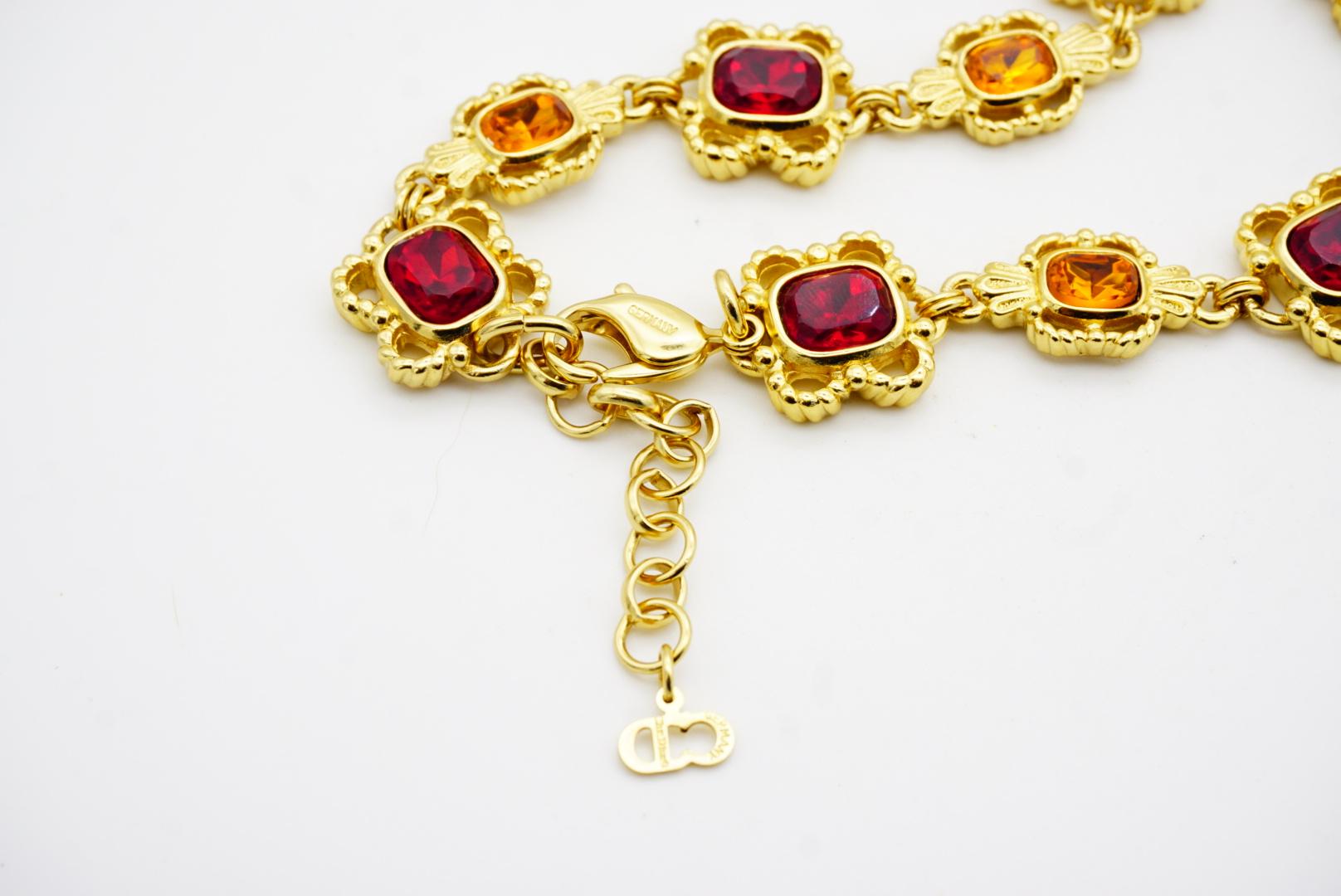 Christian Dior Collana ovale ovale di rubino, citrino e topazio con fiori traforati in vendita 8