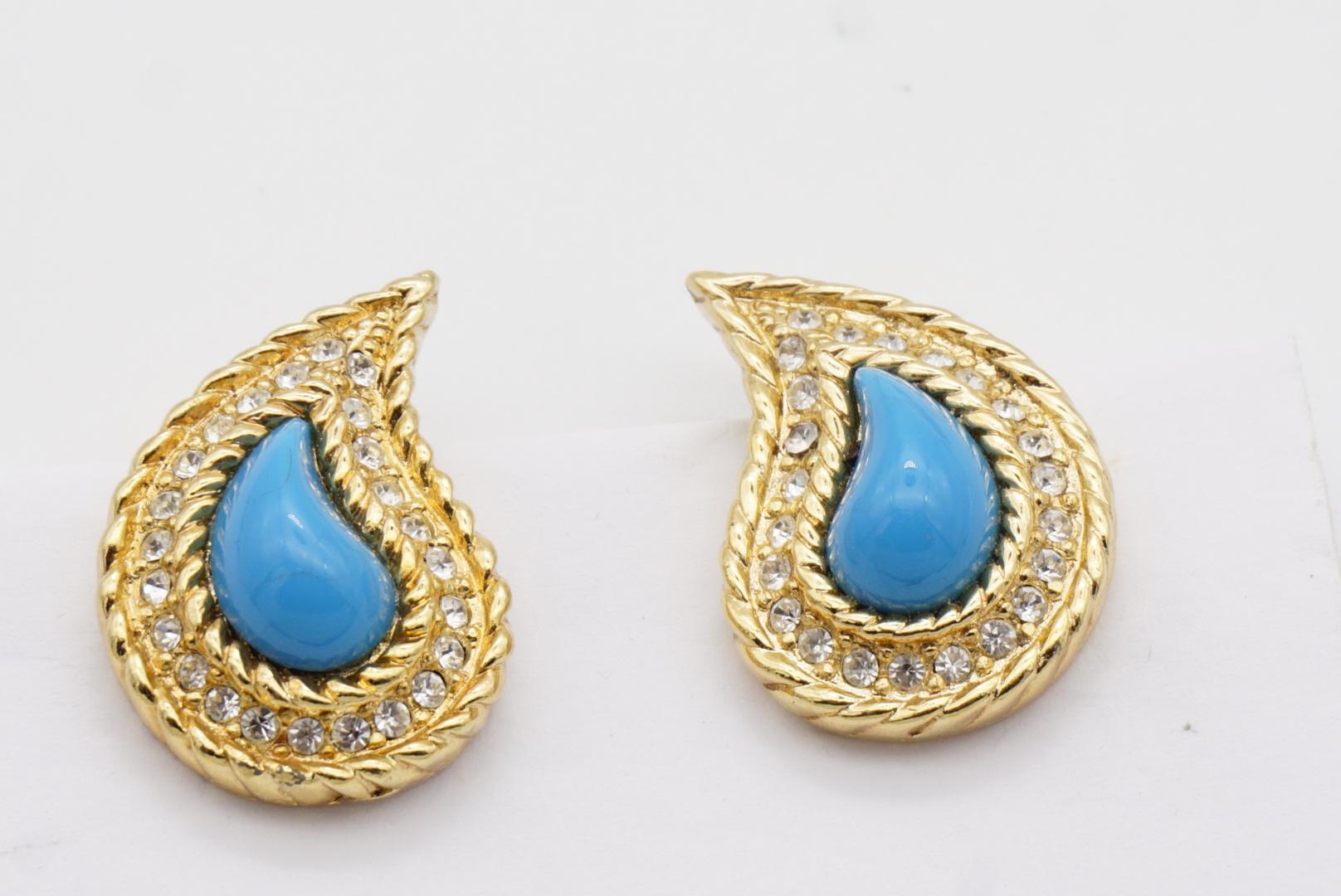 Christian Dior Vintage Pfauenauge Paisley Cabochon Türkis Lapis Kristall Set im Angebot 6