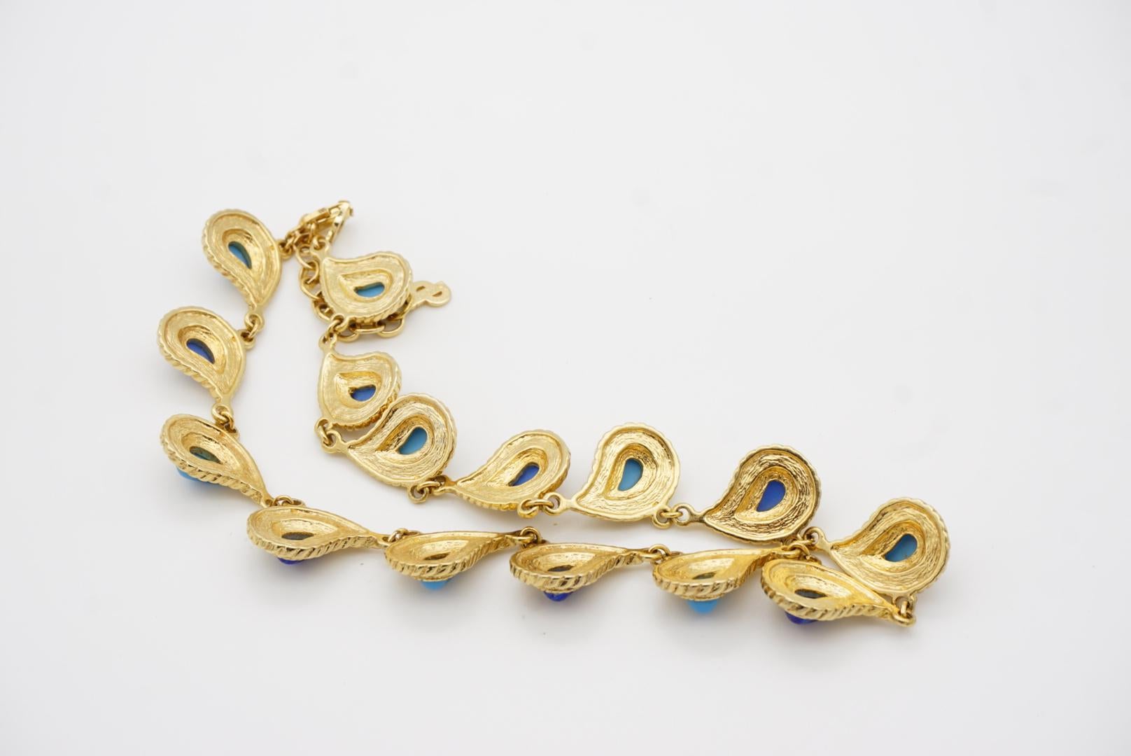 Christian Dior Vintage Pfauenauge Paisley Cabochon Türkis Lapis Kristall Set im Angebot 9