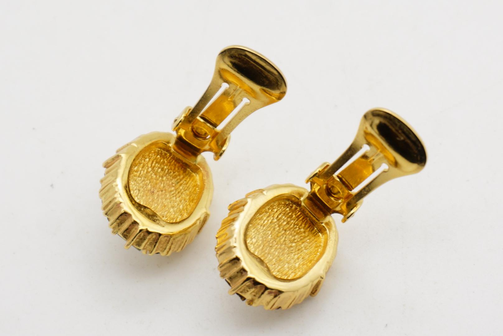 Christian Dior Vintage Pearl Oval White Rectangle Circle Crystals Clip Earrings For Sale 8