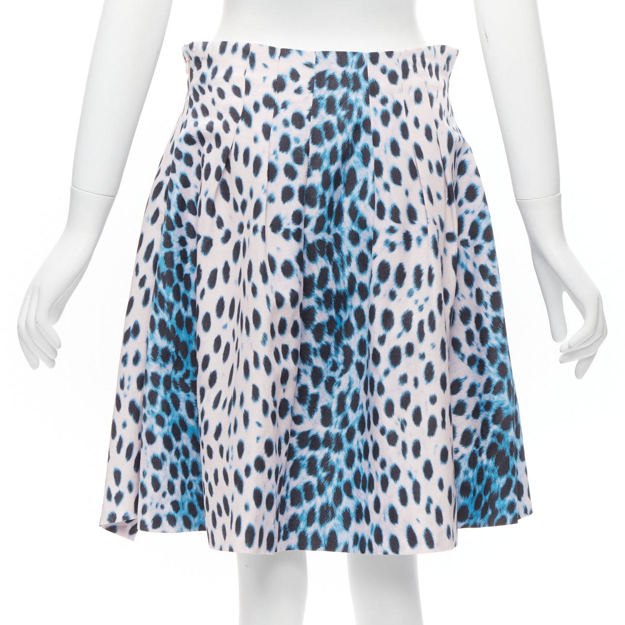Women's CHRISTIAN DIOR Vintage pink blue ombre leopard print A-line skirt FR42 XL For Sale