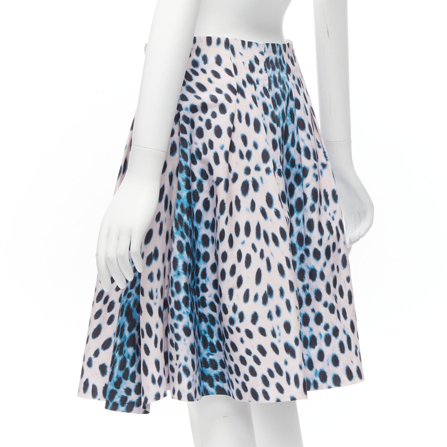 CHRISTIAN DIOR Vintage pink blue ombre leopard print A-line skirt FR42 XL For Sale 1