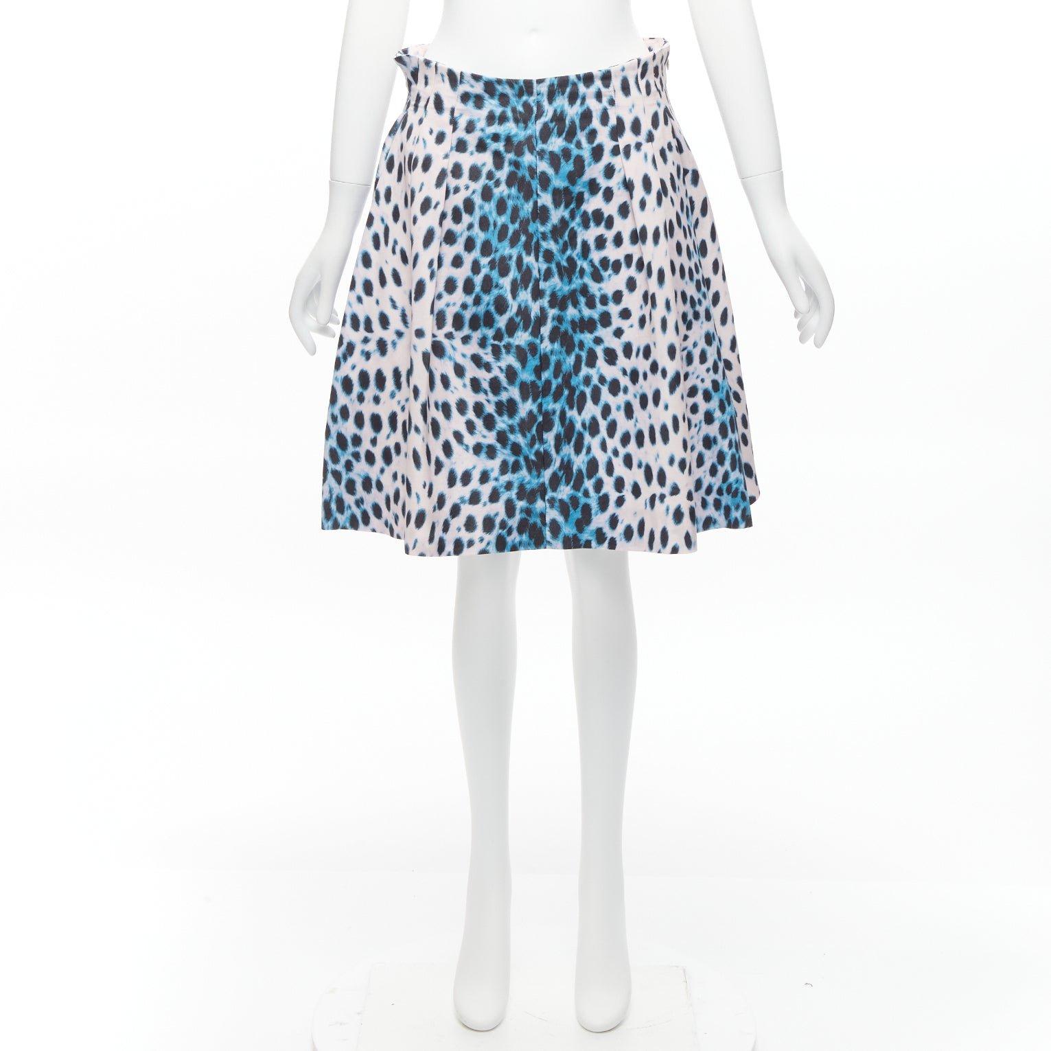 CHRISTIAN DIOR Vintage pink blue ombre leopard print A-line skirt FR42 XL For Sale 4