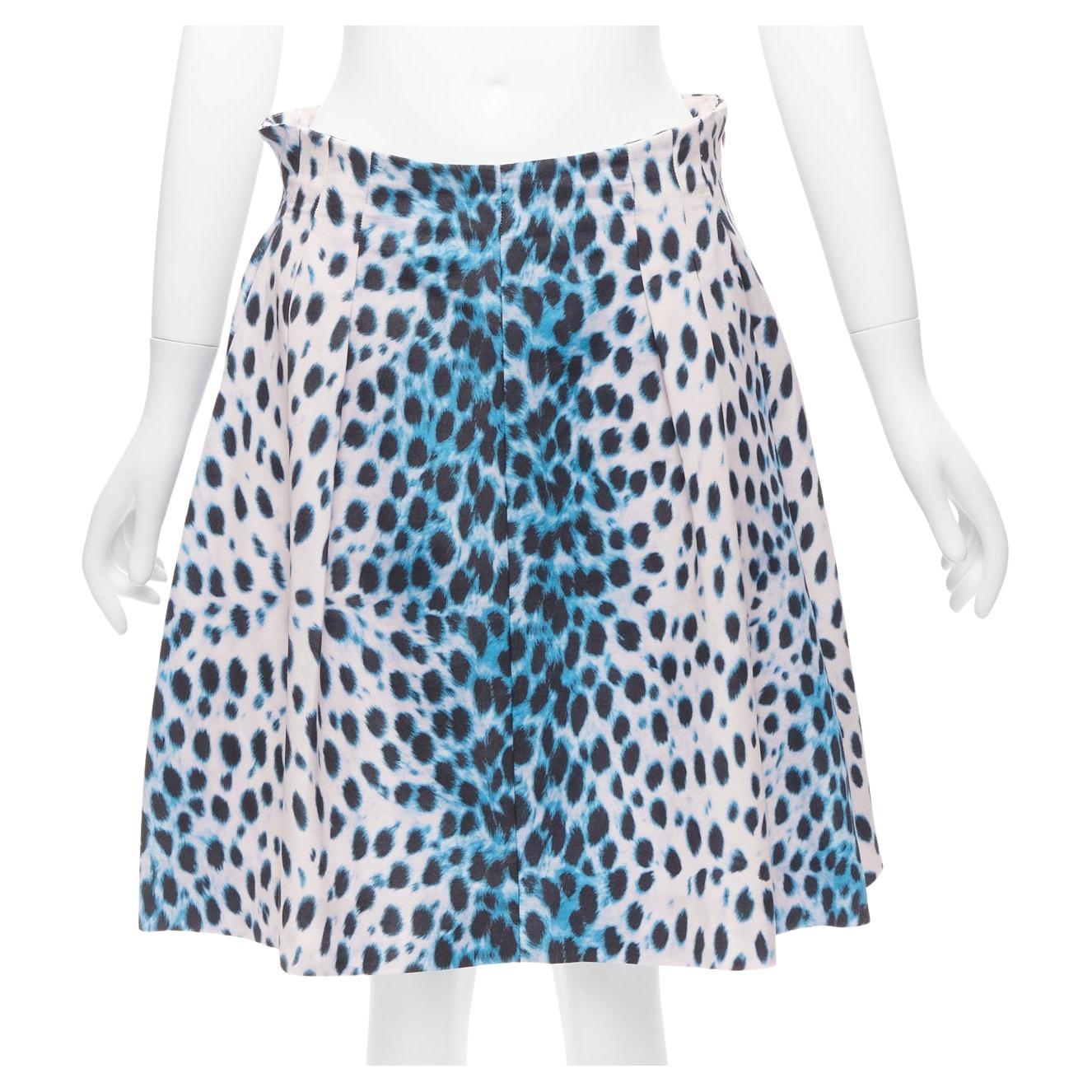 CHRISTIAN DIOR Vintage pink blue ombre leopard print A-line skirt FR42 XL For Sale
