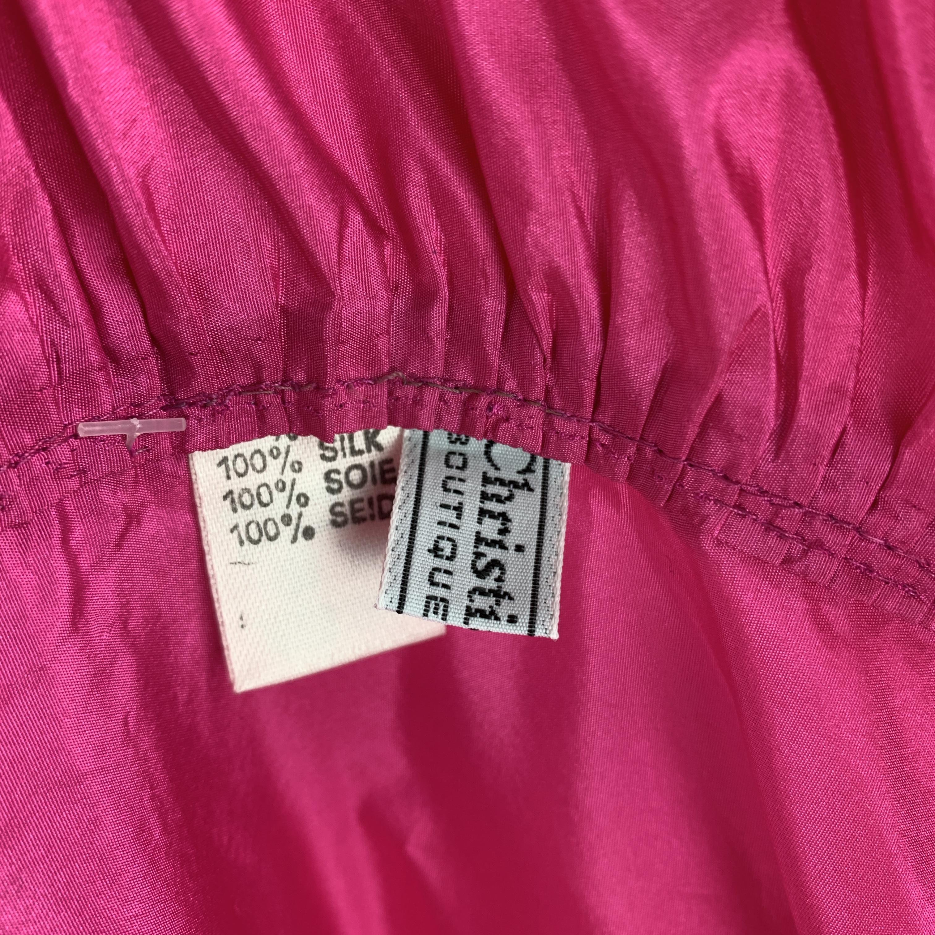 CHRISTIAN DIOR Vintage Pink Silk Taffeta Pleated Ruffle Shawl 4