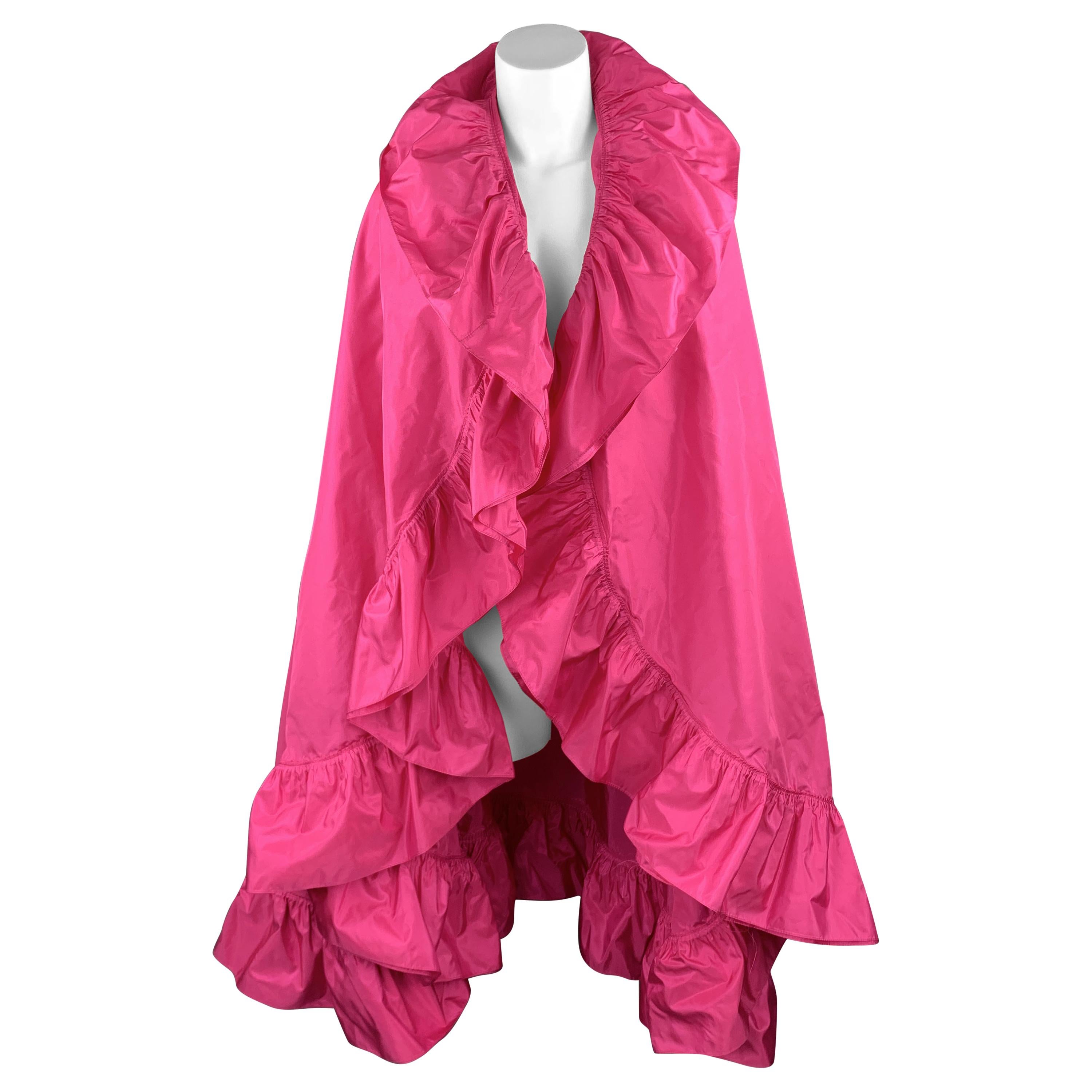 CHRISTIAN DIOR Vintage Pink Silk Taffeta Pleated Ruffle Shawl For Sale ...