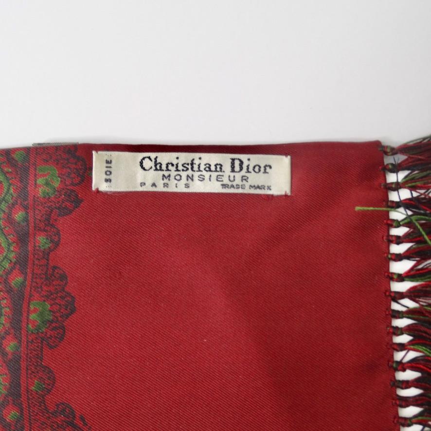 Gris Christian Dior - Écharpe en soie imprimée vintage pour fumeurs en vente