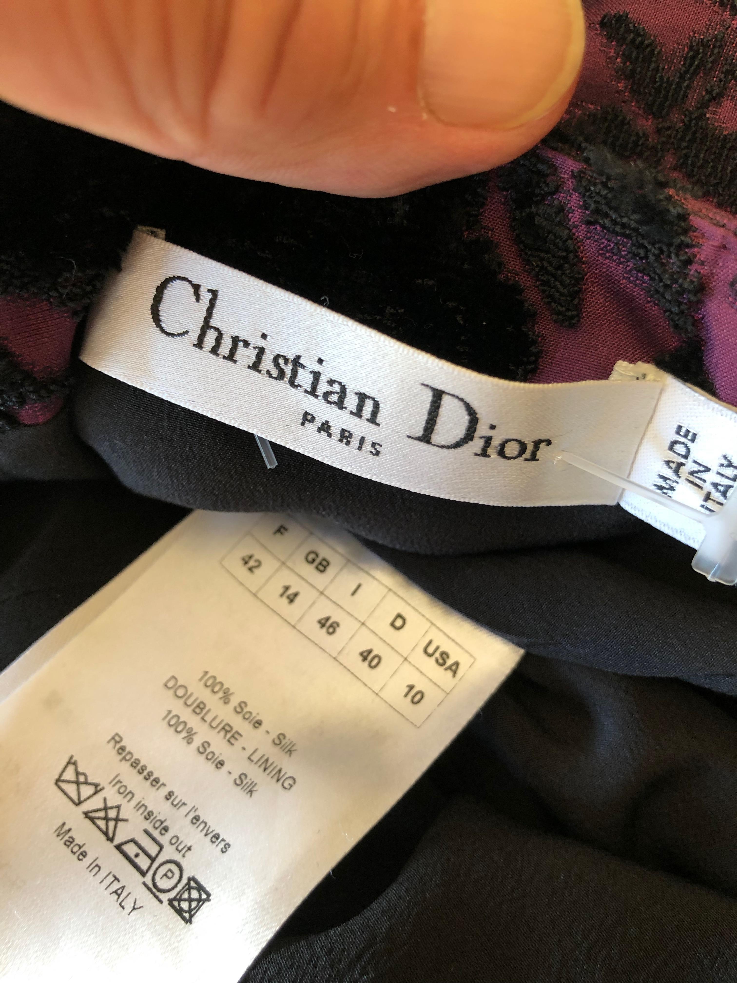 Christian Dior Vintage Purple and Black Devore Velvet Floral Dress For ...