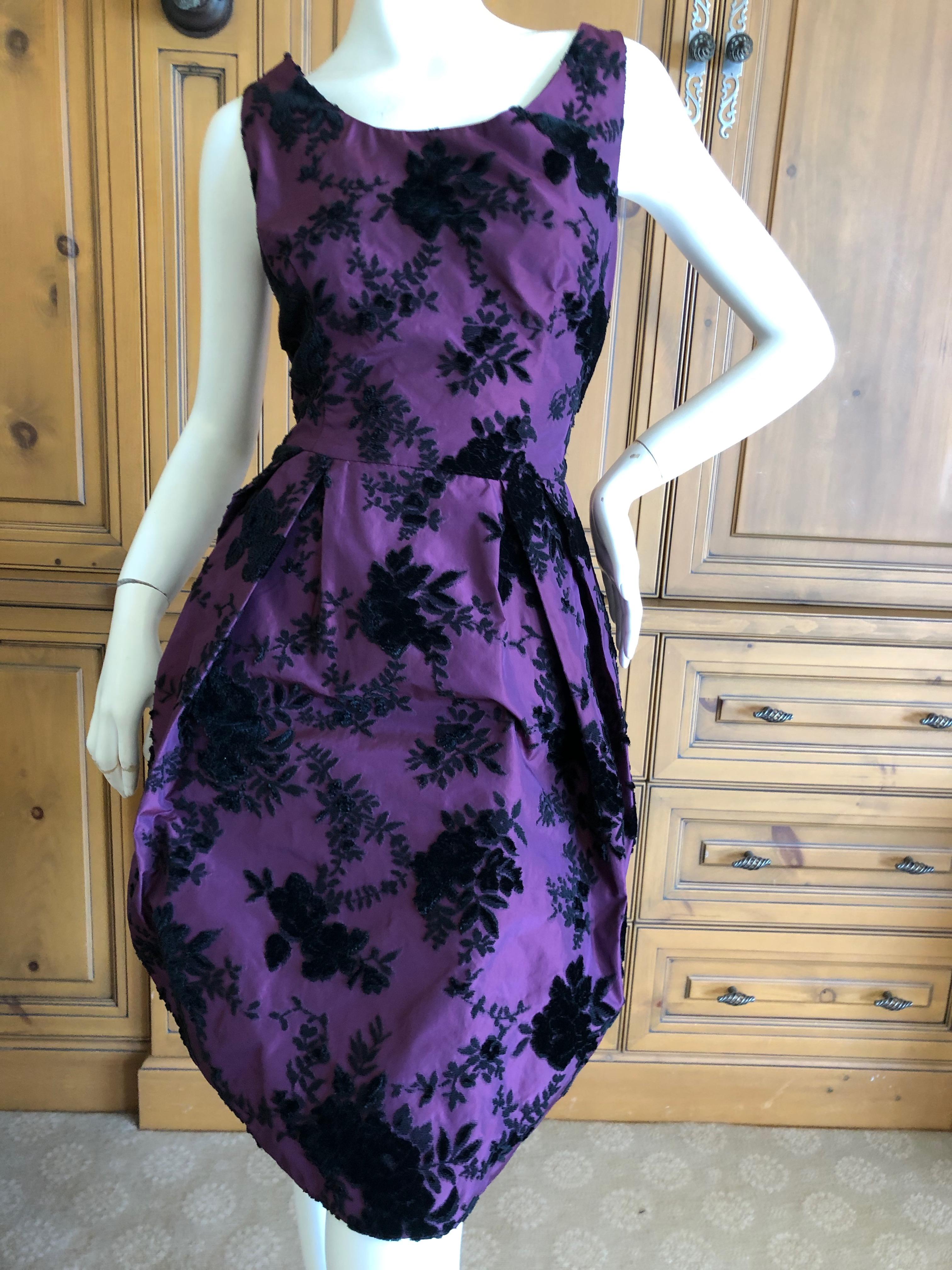 Christian Dior Vintage Purple and Black Devore Velvet Floral Dress For ...