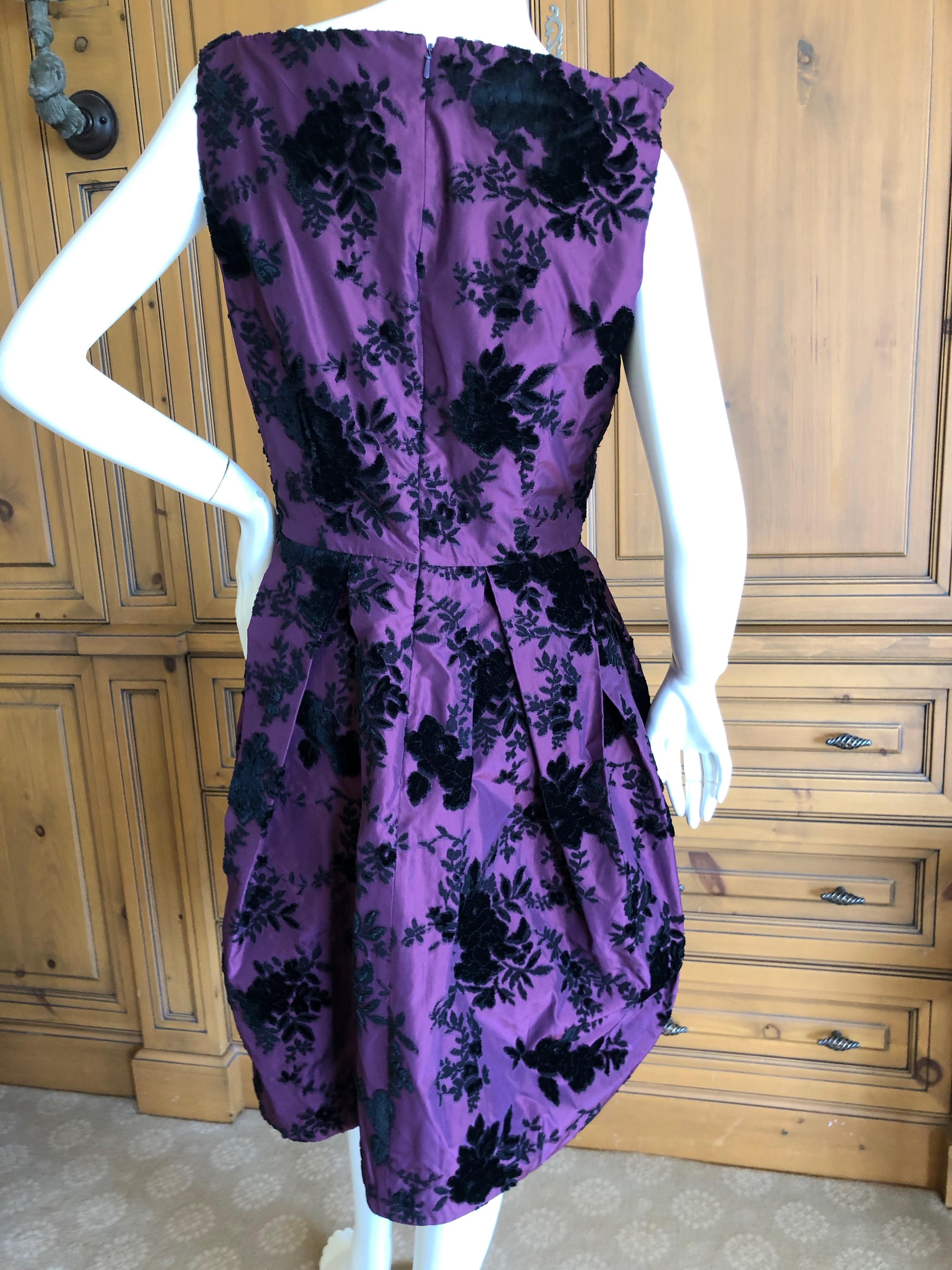 Christian Dior Vintage Purple and Black Devore Velvet Floral Dress For Sale 2