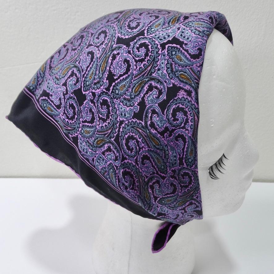 Christian Dior Vintage Purple Paisley Scarf In Good Condition For Sale In Scottsdale, AZ