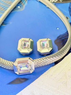 Christian Dior Vintage Rare Blue Silver Purple Aurora Omega Snake Statement Set