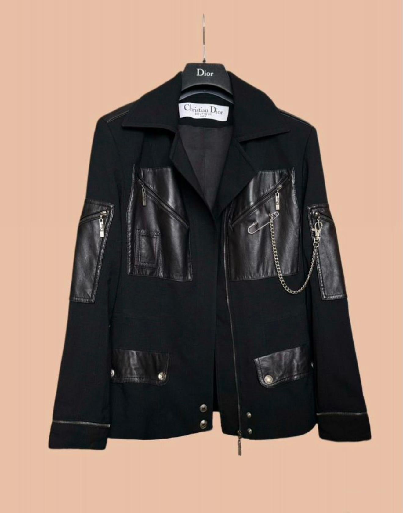 Women's or Men's Christian Dior Vintage Rare Chain & Pin Embellished Jacket 36 FR