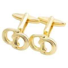Christian Dior Vintage Rare Classic Gold Hallmark Monogram Logo CD Cufflinks