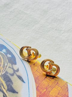 Christian Dior Vintage Rare Classic Gold Hallmark Monogram Logo CD Cufflinks