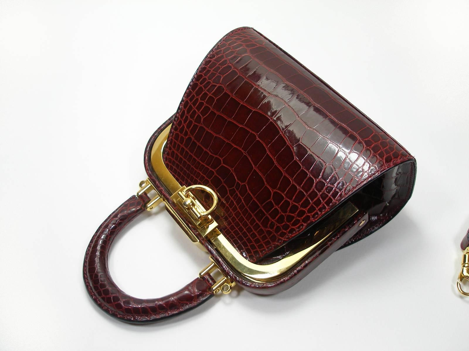 Christian Dior Vintage Rare Doctor Style Micro Handbag in Alligator Leather For Sale 5