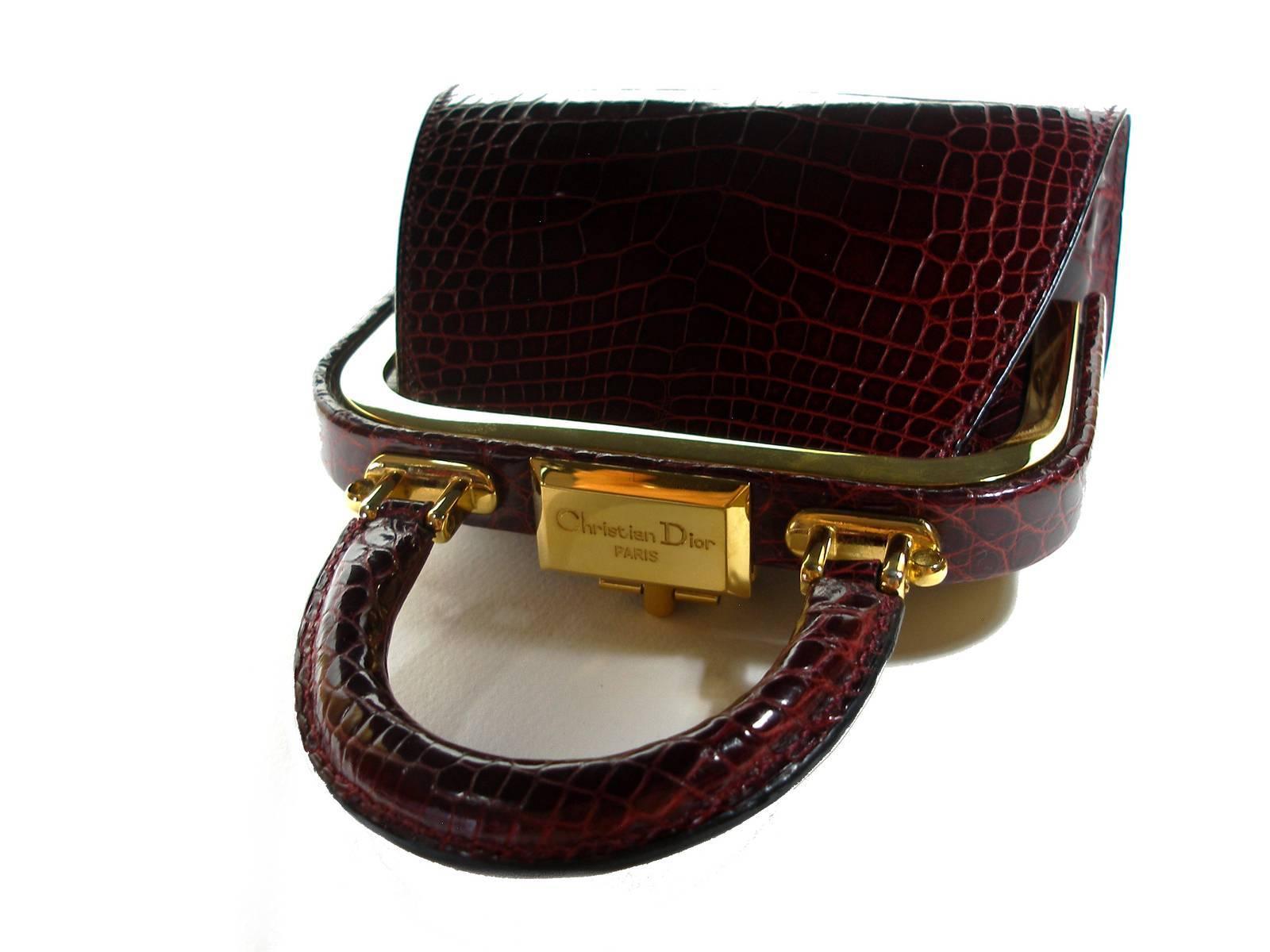 Christian Dior Vintage Rare Doctor Style Micro Handbag in Alligator Leather For Sale 6