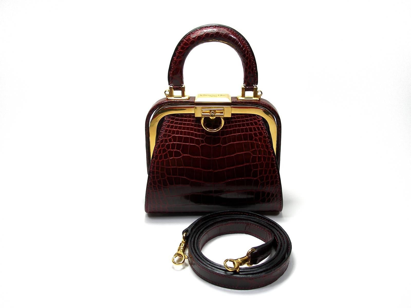 Christian Dior Vintage Rare Doctor Style Micro Handbag in Alligator Leather For Sale 9