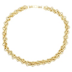 Christian Dior Vintage Rare Gold Classic Interlocked Glow Link Choker Necklace