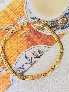 Christian Dior Vintage Rare Gold Interlocked Link Omega Choker Collar Necklace