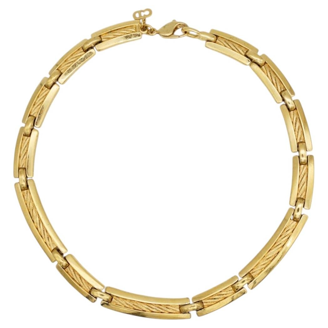 Christian Dior Vintage Rare Gold Interlocked Link Omega Choker Collar Necklace