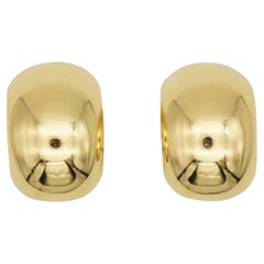 Christian Dior Vintage Rare Gold Large Glow Demi Dome Hoop Semi Domed Earrings