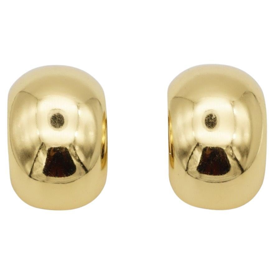 Christian Dior Vintage Rare Gold Large Glow Demi Dome Hoop Semi Domed Earrings