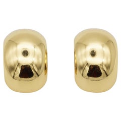 Christian Dior Vintage Rare Gold Large Glow Demi Dome Hoop Semi Domed Earrings