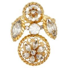 Christian Dior Vintage Rare Gold Large Openwork Marquise Exquisite Brooch