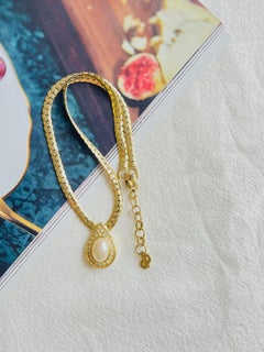 Christian Dior Vintage – Seltene, große, ovale Perlen aus Gold und Kristallen – Halskette im Wassertropfen-Design