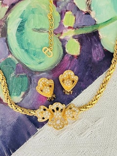 Christian Dior Vintage Rare Gold Leaf Cluster Braid Openwork Omega Chunky 2 Set