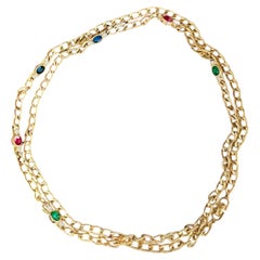 Christian Dior Vintage Rare Gripoix Red Blue Sapphire Ruby Emerald Long Necklace