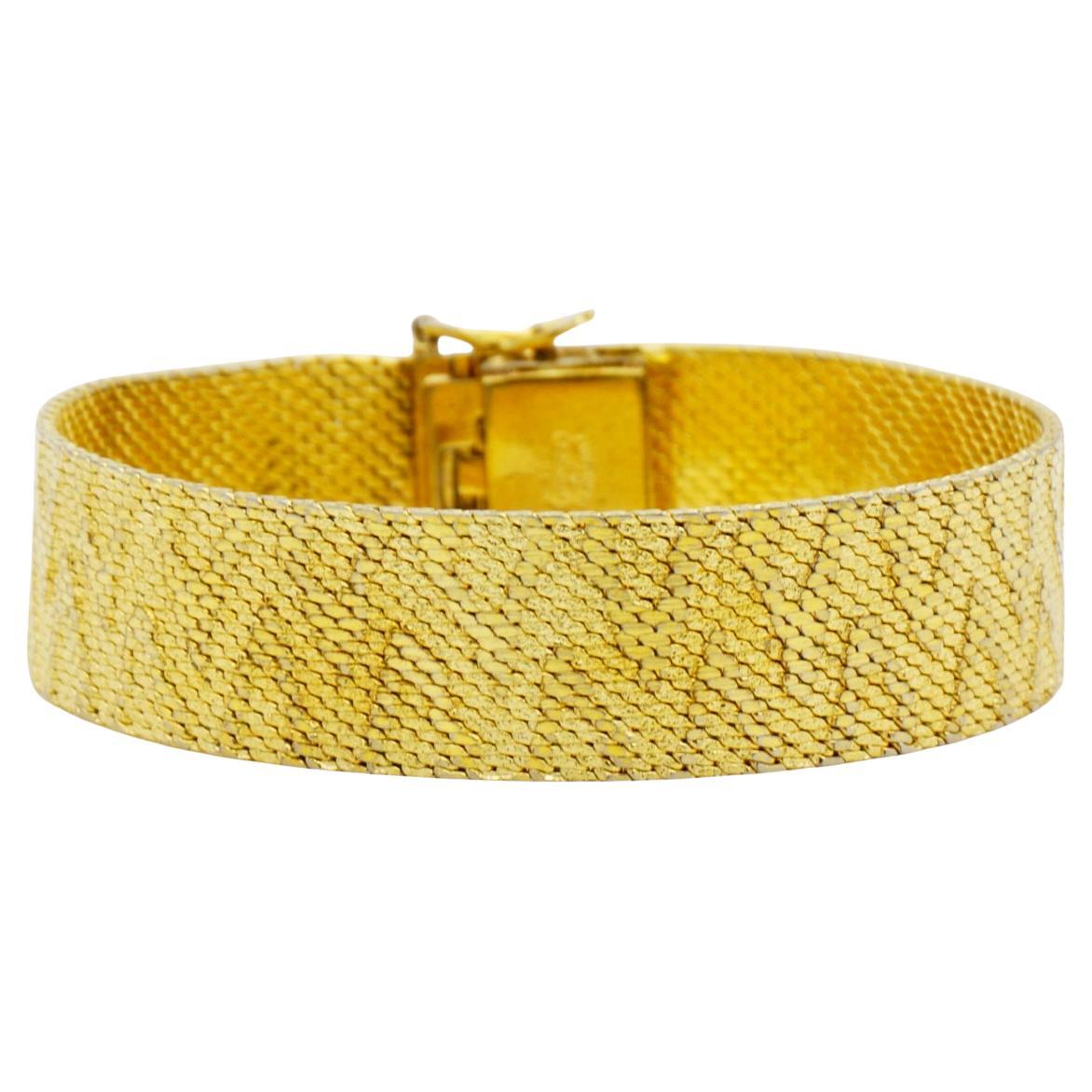Christian Dior Vintage Rare GROSSE 1967 Gold Flame Ridged Woven Mesh Bracelet
