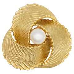 Christian Dior Vintage Rare GROSSE 1967 Gold Pearl White Round Spiral Brooch
