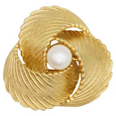 Christian Dior Vintage Rare GROSSE 1967 Gold Pearl White Round Spiral Brooch