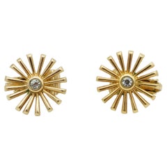 Christian Dior Vintage Rare GROSSE Gold Radiant Sun Crystals Flower Earrings