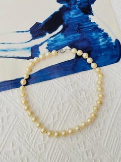 Christian Dior Vintage Rare Large White Pearls Round Beads Choker Necklace