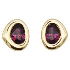 Christian Dior Vintage Rare Purple Amethyst Crystal Triangle Chunky Earrings