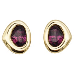 Christian Dior Vintage Rare Purple Amethyst Crystal Triangle Chunky Earrings