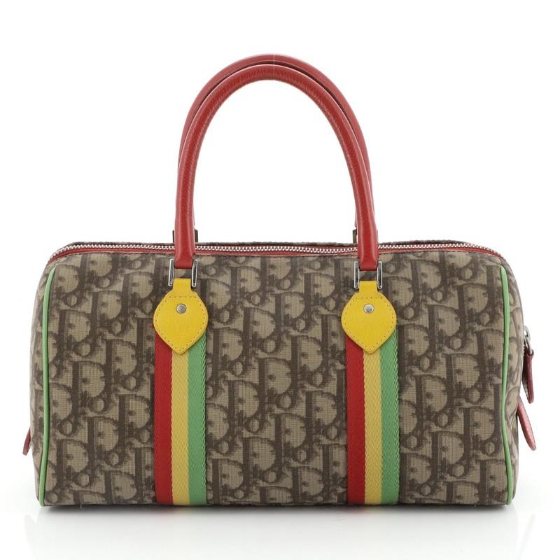 Brown Christian Dior Vintage Rasta Boston Bag Diorissimo Canvas Medium