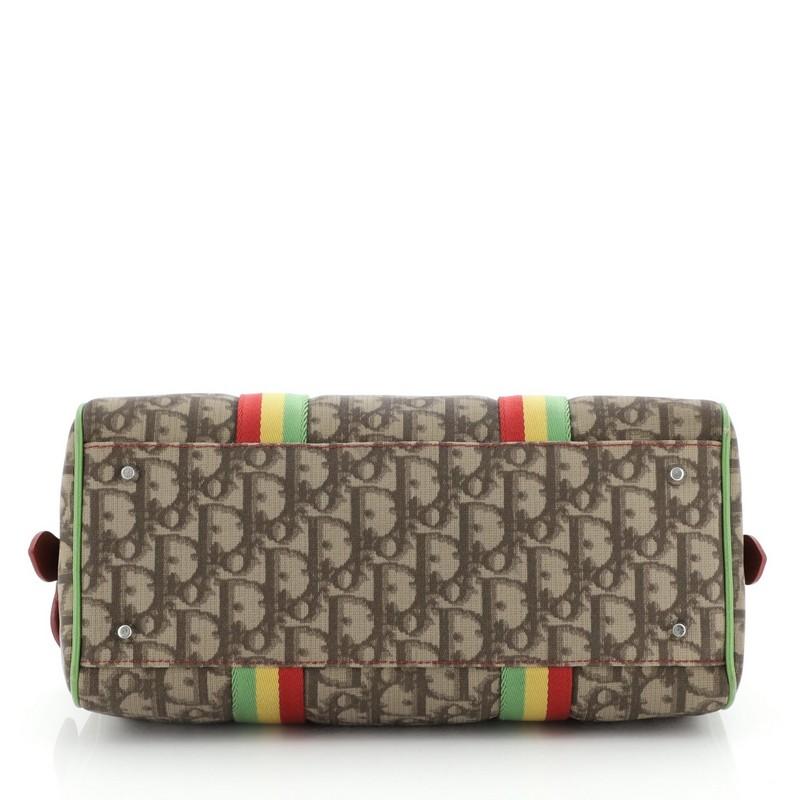 Christian Dior Vintage Rasta Boston Bag Diorissimo Canvas Medium In Good Condition In NY, NY