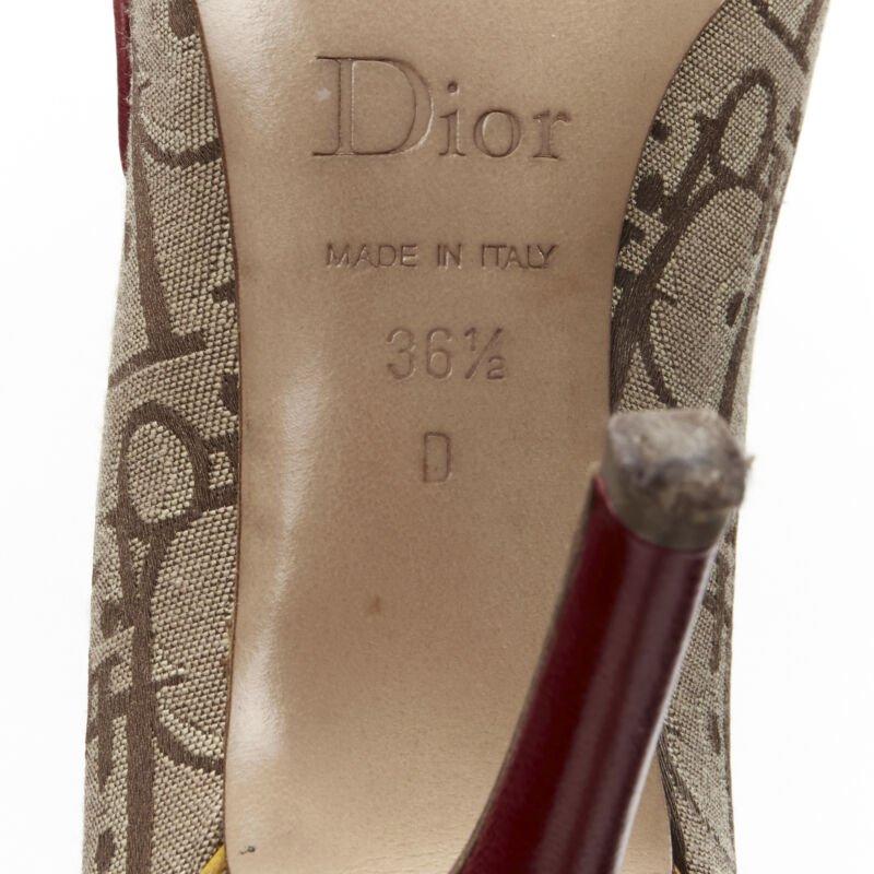 CHRISTIAN DIOR Vintage Rasta brown monogram web trim pigalle pump EU36.5 5