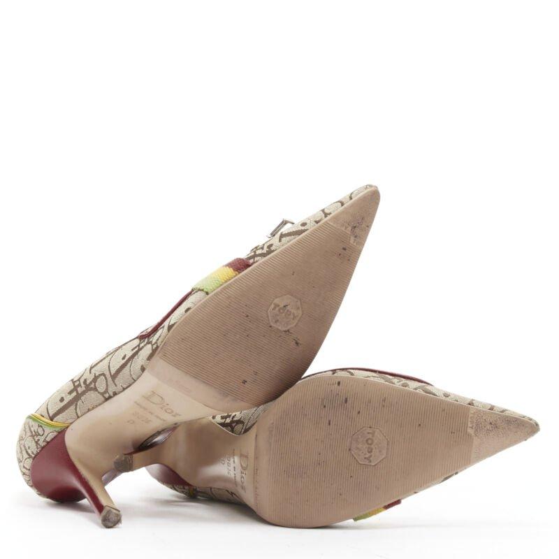 CHRISTIAN DIOR Vintage Rasta brown monogram web trim pigalle pump EU36.5 6