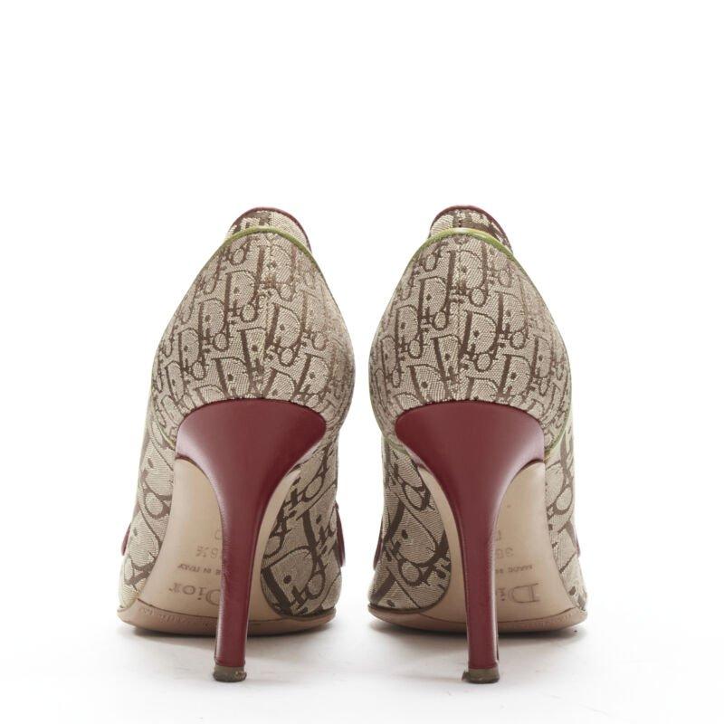 CHRISTIAN DIOR Vintage Rasta brown monogram web trim pigalle pump EU36.5 1
