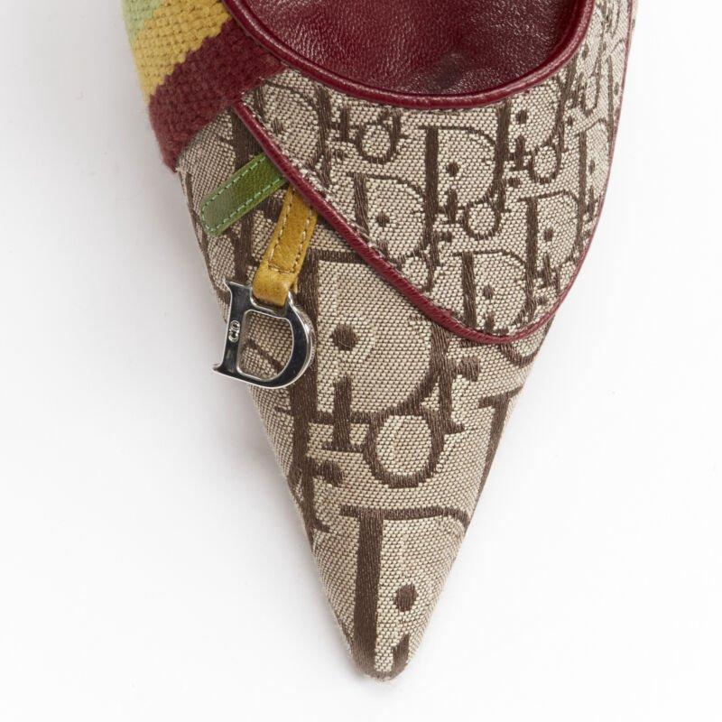 CHRISTIAN DIOR Vintage Rasta brown monogram web trim pigalle pump EU36.5 2