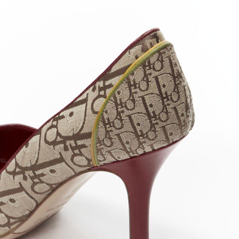 CHRISTIAN DIOR Vintage Rasta brown monogram web trim pigalle pump EU36.5 3