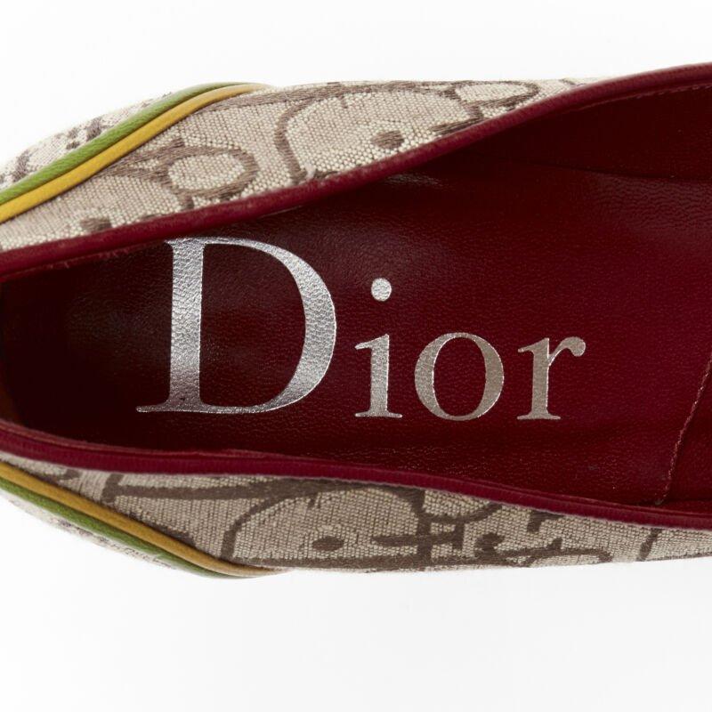 CHRISTIAN DIOR Vintage Rasta brown monogram web trim pigalle pump EU36.5 4