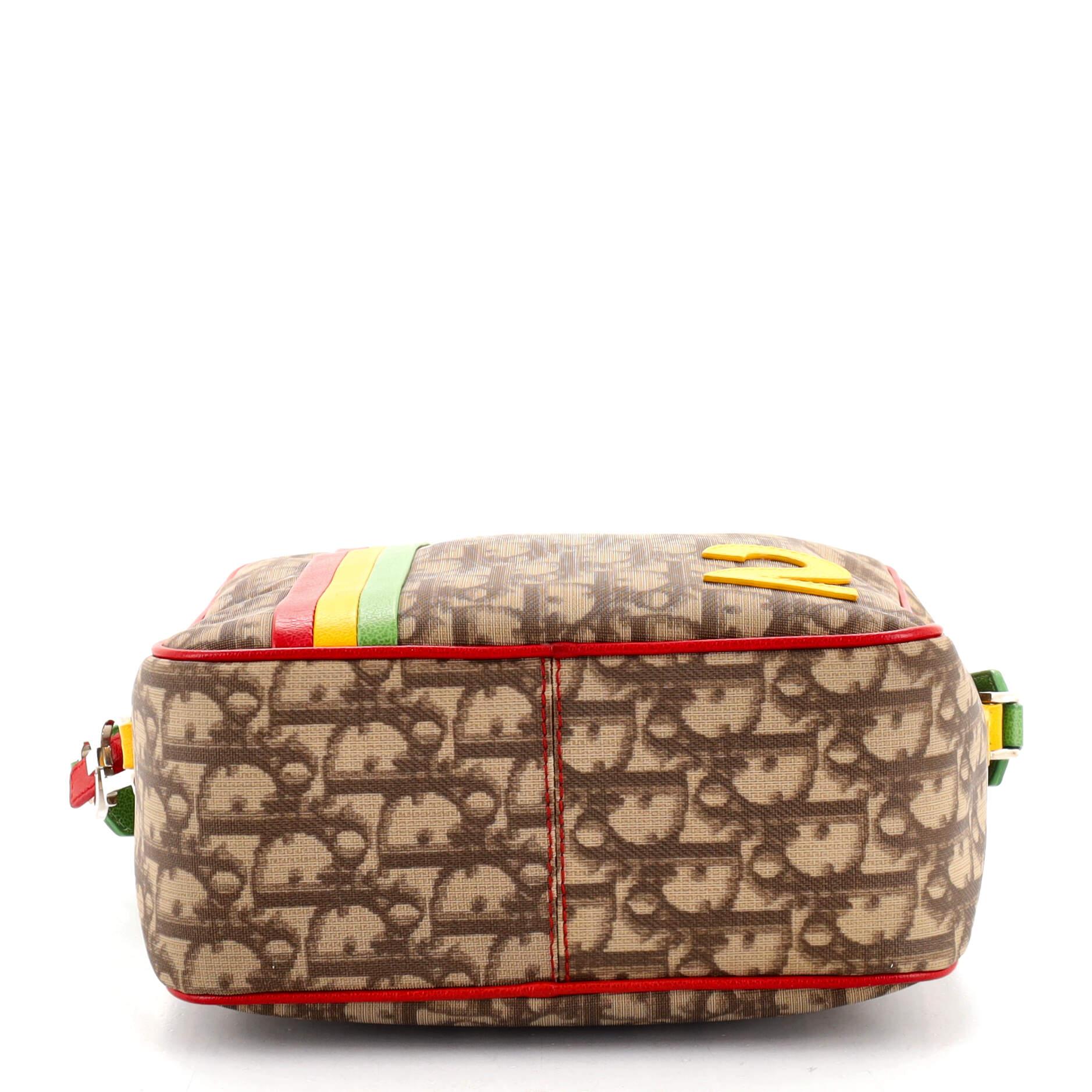 Christian Dior Vintage Rasta Crossbody Bag Diorissimo Coated Canvas Medium In Good Condition In NY, NY